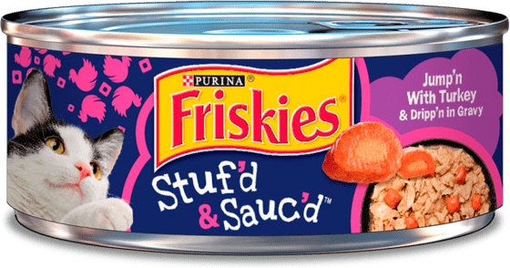 Friskies Stuf'd & Sauc'd Jump'n With Turkey & Dripp'n In Gravy